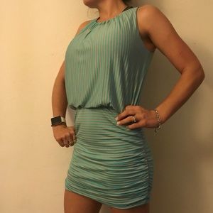 Modal Blend Striped Ruched Mini Dress Size Medium